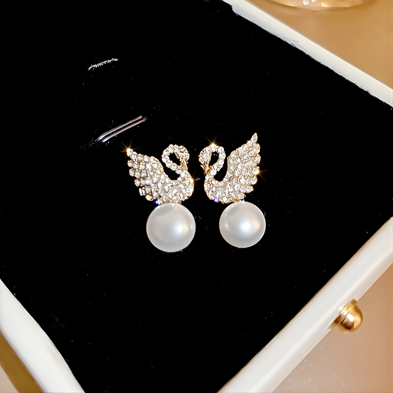 Swan Pearl Earrings – Elegant Korean Style Jewellery , Stylish Accessory for Women