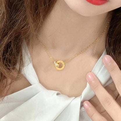 Roman Circle Stainless Steel Necklace – Elegant Jewellery, Stylish Accessory for Women