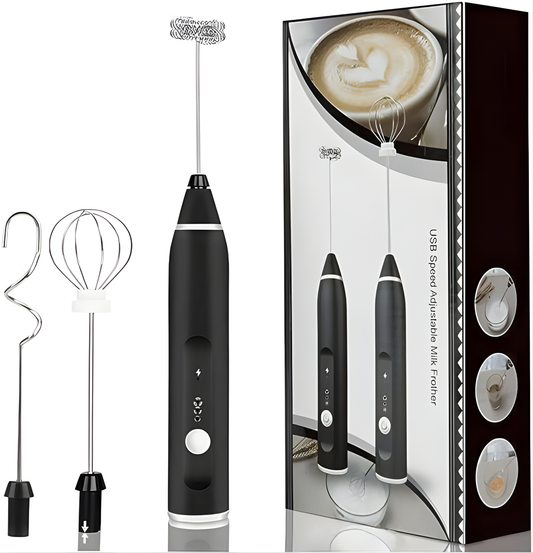 3 in 1 Electric Milk Frother | Compact USB-Rechargeable Coffee Frother and Egg Beater