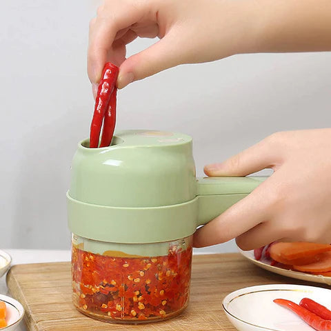 قطاعة خضراوات كهربائية قابلة لإعادة الشحن 4 في 1